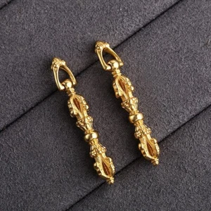 A24 ciondolo buddista Vajra arma rituale strumento placcato oro argento 925 - Foto 1 di 10