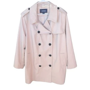 Giacca trench doppiopetto Lands End taglia donna 24W misto cotone kaki - Foto 1 di 3