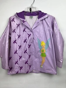 Disney Fairies Girls Sz Sm 6/6X Purple TinkerBell Rain Coat Fleece Lined Hood - Picture 1 of 4