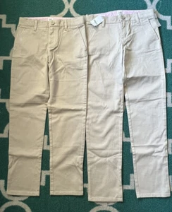 Gap Kids Girls 8 Uniform Khaki Flat Front Chino Pants 8 Regular NWT - 2 Pair - Picture 1 of 4
