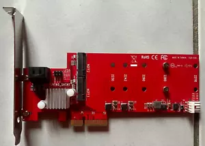 Startech PEXM2SAT3422 2x M.2 NGFF SSD RAID Controller Card SATA III Ports PCIe - Picture 1 of 3