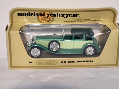 MATCHBOX MODELS OF YESTERYEAR 1:43 GREEN 1930 MODEL J DUESENBERG - Y-4 - BOXED - Image 1 of 4