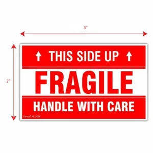 Premium 2 x 3 FRAGILE / THIS SIDE UP HANDLE WITH CARE Versand Mailing Aufkleber - Bild 1 von 1