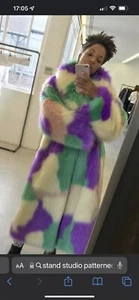 Bloggers Stand Studio Clara Faux Fur Coat In Camouflage Purple . Sold Out - Picture 1 of 8