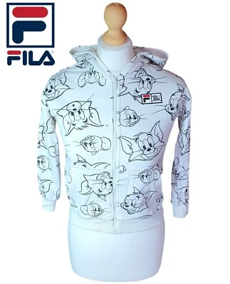 Fila Niños Edad 7-8 años Sudadera con Capucha Blanca Tom y Jerry Sudadera Cremallera Completa Jersey Foto 1 de 4