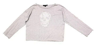 Skull 羊绒 Rebel 骷髅毛衣女式 L 灰色羊绒混纺超大方格 — 第 1/4 张图片