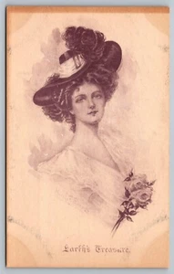 Sombrero grande de mujer postal Earths Treasure Artist firmado Mary Russell 1909 - Imagen 1 de 2