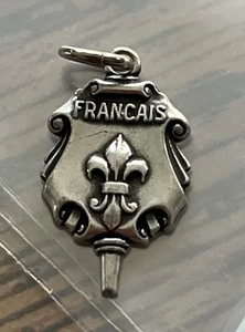 VINTAGE STERLING SILVER Francais French NECKLACE CHARM Fob Pendant - Picture 1 of 6