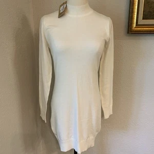 Boutique NWT Ivory Mock Neck Long Sweater/Short Dress Women’s Small Super Soft - Picture 1 of 10