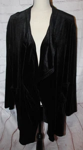 Chaqueta cárdigan de terciopelo negro para mujer frente abierto con bolsillos talla 2XL - Imagen 1 de 3