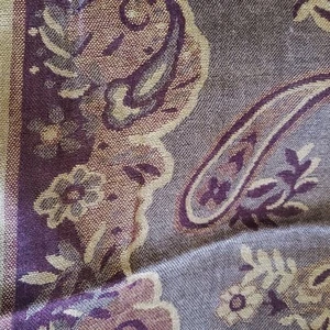 Vtg Pashmina Cashmere Silk Shawl Wrap Scarf Purple Brown Floral 27" X 73" - Picture 1 of 7