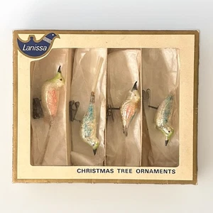 VTG Box Lanissa Shiny Brite Mica Clip-On Glass Bird Spun Tail Christmas Ornament - Picture 1 of 24