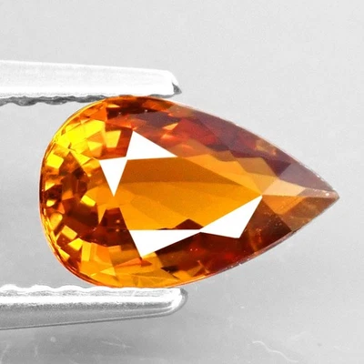 0.94ct.BONITA TURMALINA AMARILLA NARANJA CALIENTE PIEDRA PRECIOSA NATURAL FORMA PERA SI Foto 1 de 4