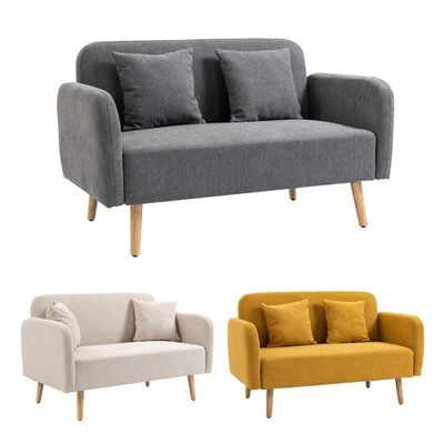 HOMCOM Divano Matrimoniale 2 Posti Cuscino Sedile e Schienale in Gomma Legno