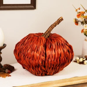 Northlight 8.5" Orange Woven Pumpkin Thanksgiving Decoration - Picture 1 of 7