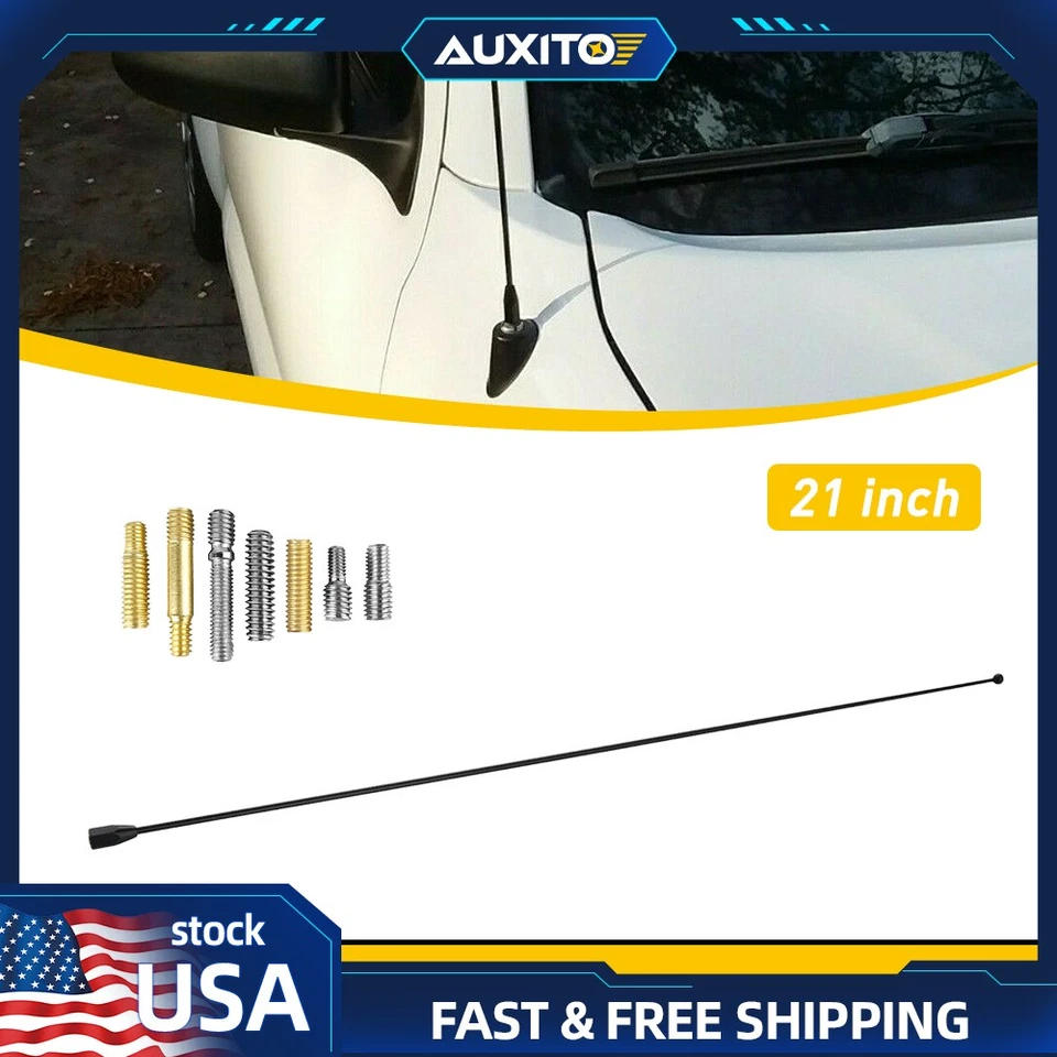 Antena de radio AM/FM de mástil de acero inoxidable negro 21" apta para TOYOTA 1995-2016 Power TACOMA Foto 1 de 4