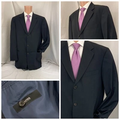 Blazer Hugo Boss 42L Gris Rayas 100% Lana Super 120’s 3 Btn 42 L YGI Y1-841 Foto 1 de 4
