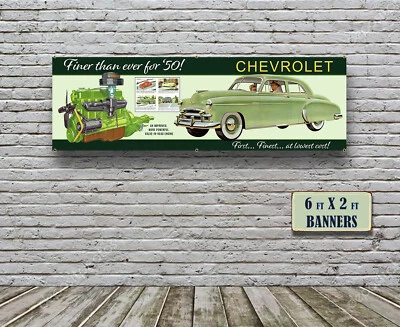 1950 Chevrolet Coupe Dealer Garage Banner Chevy Car Bel Air Classic Sedan - Bild 1 von 3