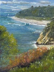 Sorrento Seascape Original impressionist painting escapist wall art Gary Yeomans - Picture 1 of 11