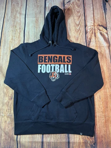 47' Brand CINCINNATI BENGALS Mens Hoodie Sweatshirt Size XL NFL Football Black Cover