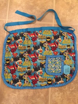 DC Comics Batgirl Supergirl Wonder Woman Superhero Handmade Apron Comic Book Pop - Image 1 of 3