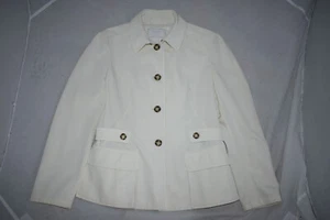 Prada White Tortoise Shell Button Up Peacoat Jacket Coat Blazer Womens IT46 UK16 - Picture 1 of 12