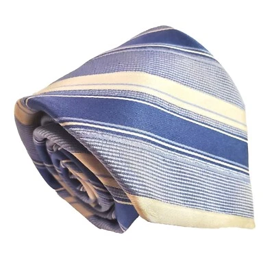 Jones New York Necktie  Blue Stripe Silk Tie Jacquard Fabric 59x3.75"  - Image 1 of 4