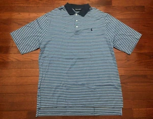 POLO GOLF RALPH LAUREN POLO SHIRT MENS LARGE BLUE WHITE STRIPED VINTAGE - Picture 1 of 4