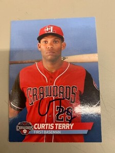 Curtis Terry Signed Card 2019 Hickory Crawdads Team Card IP Auto