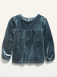 Old Navy Kleinkind Mädchen Langarm gerafft Samt Top 12-18 18-24 Monate 3T 4T - Bild 1 von 2