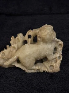 Chinese Carved Soapstone Foo Dog Statue - Picture 1 of 10