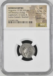 Imperio Romano - Augusto - 27-14 dC - Denario de plata - NGC EN MUY BUENA CONDICIÓN - RIC: 210 - Imagen 1 de 5