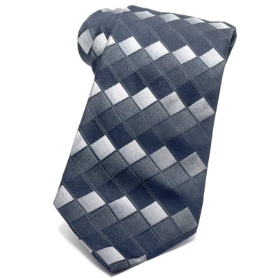 Corbata Fubu The Collection 100 % seda para hombre tonos de gris patrón diagonal a cuadros Foto 1 de 2