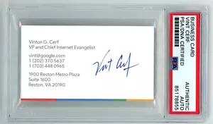VINT CERF Autographed GOOGLE Business Card - Father of Internet - PSA - Picture 1 of 2