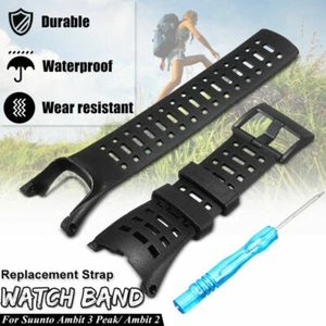 Mens Black Rubber Watch Strap Band + Screwdriver For Suunto Ambit 3 Peak/Ambit 2 - Picture 1 of 6