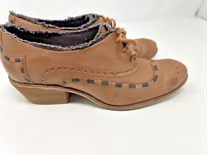 Women’s Vintage Brown leather Brogue Ankle Boot Lace Up Sz9.5 Kaju AG Giraudon - Picture 1 of 14