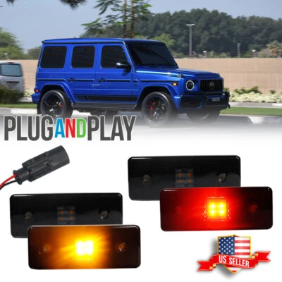 For 2015-2018 Benz W463 G-Class LED Front & Rear Side Marker Lights Smoked Lens - Image 1 of 4