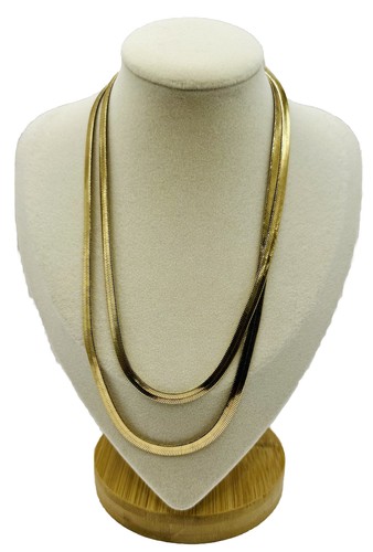 VETEMENTS Catena a spina di pesce doppio filo tono oro 14 pollici.