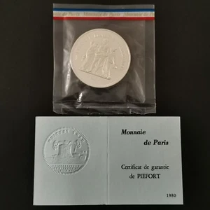 PIEFORT 50 FRANCS HERCULE ARGENT 1980 FRANCE 2500 Ex. Avec certif/Sans cof /Oxyd - Picture 1 of 5