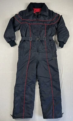 复古雅马哈 Maxim Wear 雪地移动套装摩托车工作服黑色红色男孩 M 码 — 第 1/4 张图片