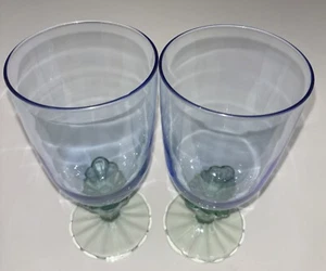 2 Bormioli Rocco Bahia Blue Green Ice Tea Goblets Glassware Mint condition 7.5” - Picture 1 of 4
