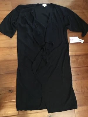 大号 LuLaRoe SHIRLEY 纯黑色新娘和服裹身全新带标签 UNICORN — 第 1/2 张图片