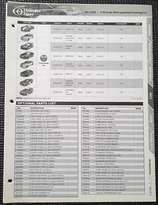 Carro de turismo Thunder Tiger nitro 1/10. Lista de peças e folhas de diagrama Tomahawk MX - Imagem 1 de 3