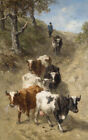 high quality oil painting 100% handpainted on canvas "Cows coming down path  "