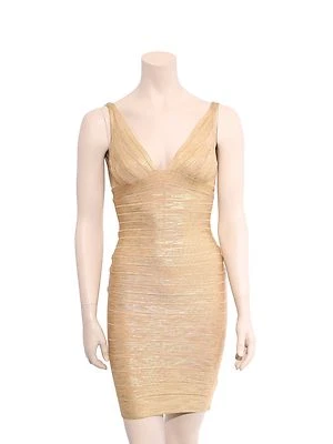 HERVE LEGER Metallic Bandage Dress - Image 1 of 4
