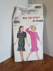 Vintage Simplicity Pattern #7981 Size A 6-16 SO EASY Dress CUT - Picture 1 of 2