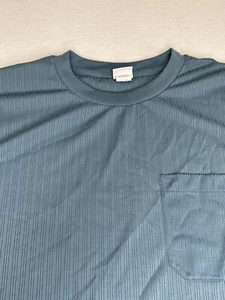 Haband Mens T-shirt Crew Neck Teal Textured Striped Short Sleeve Size XXL - Picture 1 of 8