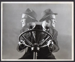 artistic DOUBLE EXPOSURE distracted car driver 1956 PHOTO Insurance Auto Safety - Picture 1 of 3