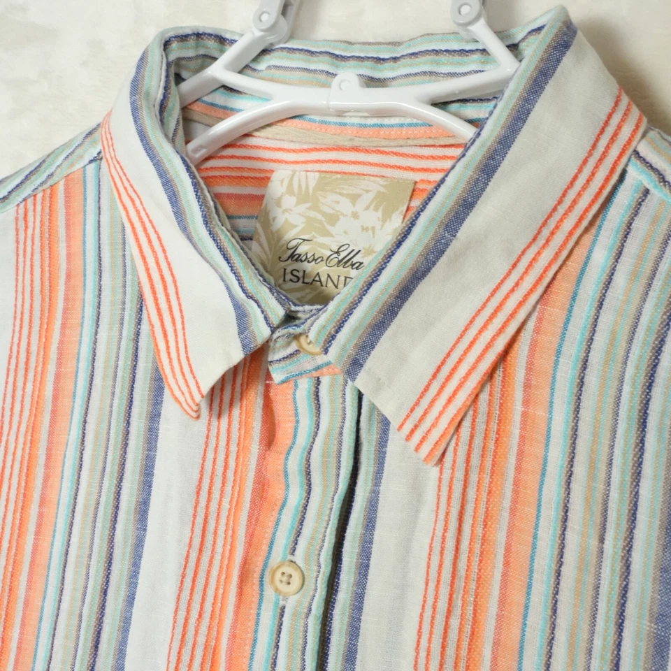 TASSO ELBA Button-Up Linen Blend Shirt Men L Outdoor Colors Beach Casual Summer - Image 1 of 4