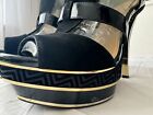 Gianni Bini Black And Gold Mattee Heel Peep Toe Shoes Size 9M Black Women Pumps
